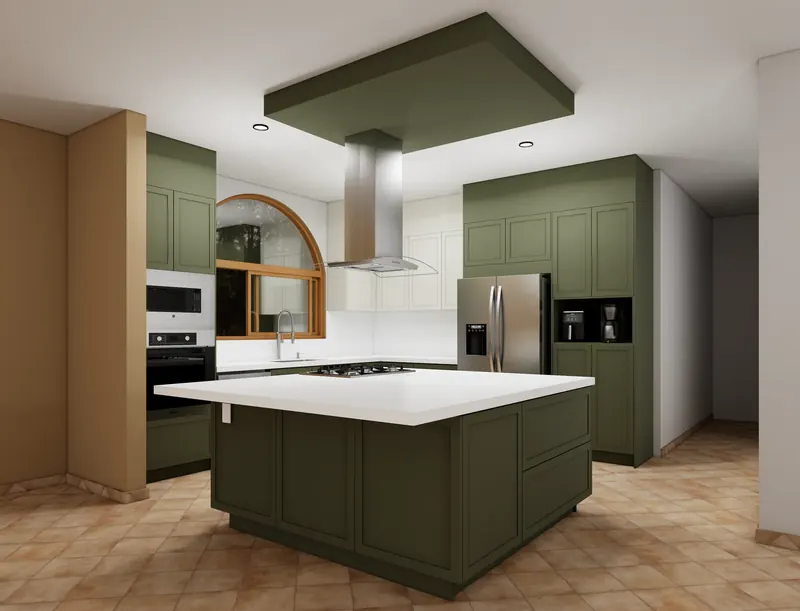 Render 3D de la misma cocina antes de fabricarla
