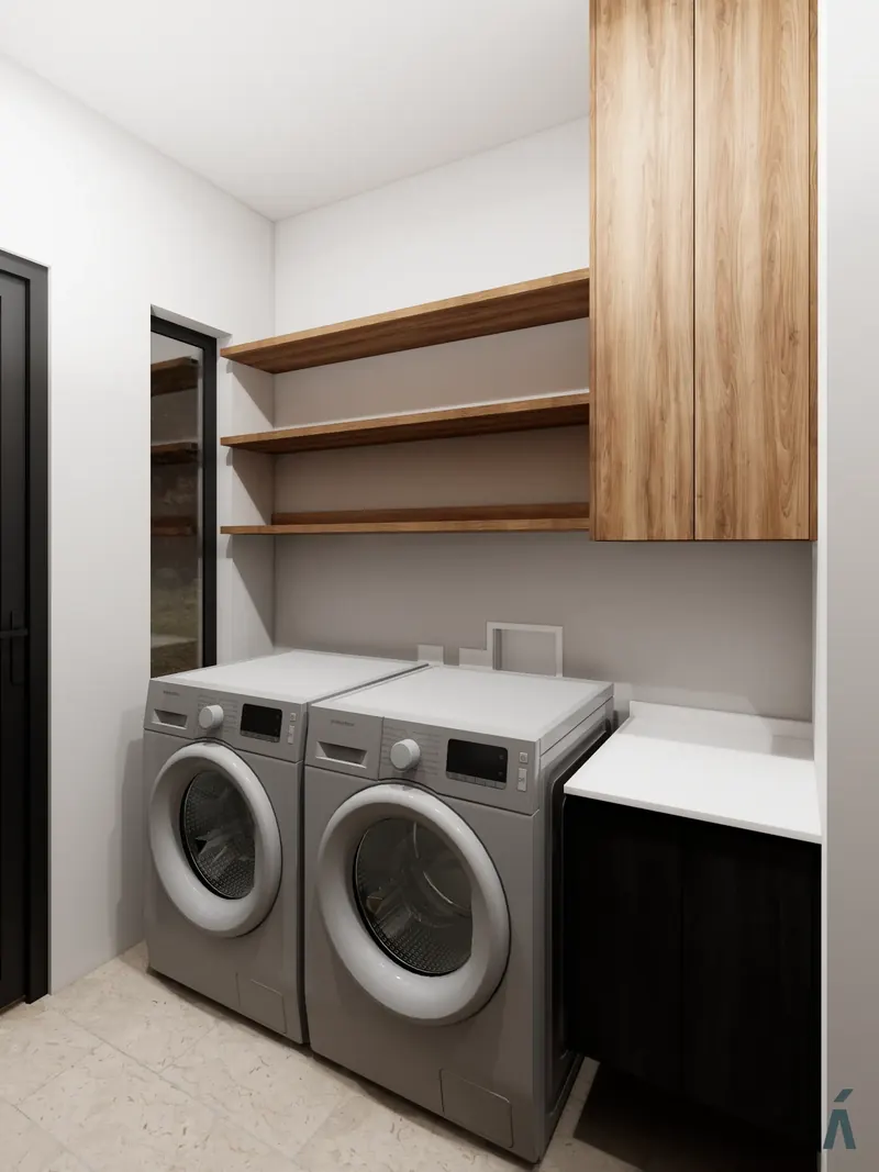 Render 3D de lavanderías antes de fabricarse